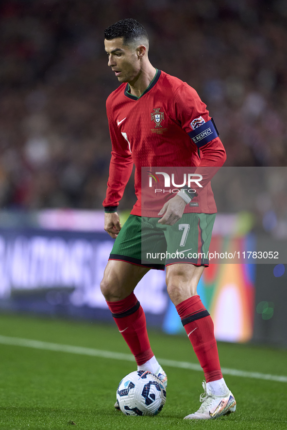 Cristiano Ronaldo of Portugal is in action during the UEFA Nations League 2024/25 League A Group A1 match between Portugal and Poland at Est...