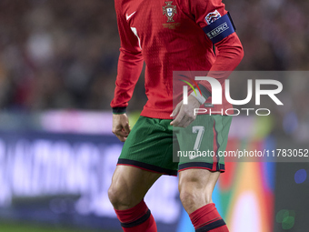 Cristiano Ronaldo of Portugal is in action during the UEFA Nations League 2024/25 League A Group A1 match between Portugal and Poland at Est...