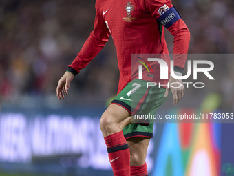 Cristiano Ronaldo of Portugal is in action during the UEFA Nations League 2024/25 League A Group A1 match between Portugal and Poland at Est...