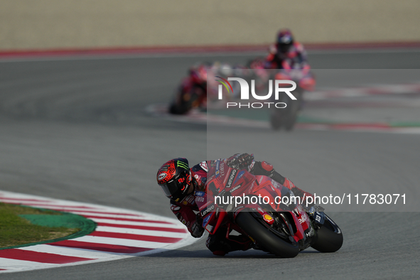 Francesco Pecco Bagnaia (1) of Italy and Ducati Lenovo Team during the sprint of the Motul Solidarity Grand Prix of Barcelona at Circuit de...