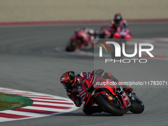 Francesco Pecco Bagnaia (1) of Italy and Ducati Lenovo Team during the sprint of the Motul Solidarity Grand Prix of Barcelona at Circuit de...