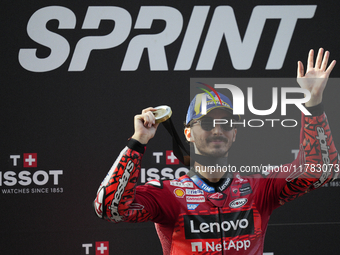 Francesco Pecco Bagnaia (1) of Italy and Ducati Lenovo Team during the sprint of the Motul Solidarity Grand Prix of Barcelona at Circuit de...