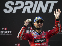 Francesco Pecco Bagnaia (1) of Italy and Ducati Lenovo Team during the sprint of the Motul Solidarity Grand Prix of Barcelona at Circuit de...