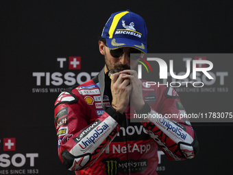 Francesco Pecco Bagnaia (1) of Italy and Ducati Lenovo Team during the sprint of the Motul Solidarity Grand Prix of Barcelona at Circuit de...