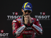 Francesco Pecco Bagnaia (1) of Italy and Ducati Lenovo Team during the sprint of the Motul Solidarity Grand Prix of Barcelona at Circuit de...