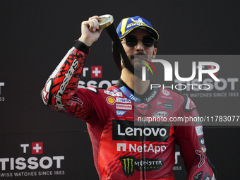 Francesco Pecco Bagnaia (1) of Italy and Ducati Lenovo Team during the sprint of the Motul Solidarity Grand Prix of Barcelona at Circuit de...