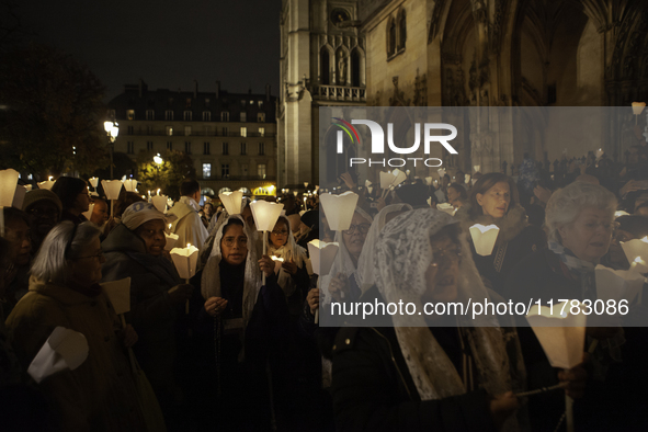 The procession of the Virgin Mary statue took place in Paris, France, on November 15, 2024. The return of the Virgin and Child starts with a...