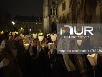 The procession of the Virgin Mary statue took place in Paris, France, on November 15, 2024. The return of the Virgin and Child starts with a...