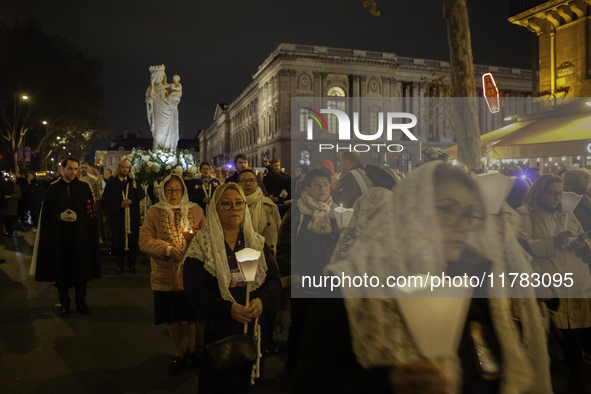 The procession of the Virgin Mary statue took place in Paris, France, on November 15, 2024. The return of the Virgin and Child starts with a...