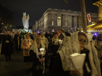 The procession of the Virgin Mary statue took place in Paris, France, on November 15, 2024. The return of the Virgin and Child starts with a...