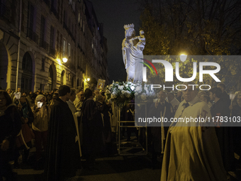 The procession of the Virgin Mary statue took place in Paris, France, on November 15, 2024. The return of the Virgin and Child starts with a...