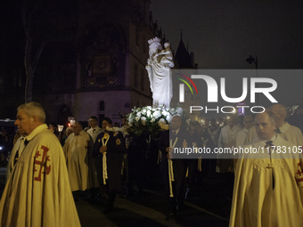 The procession of the Virgin Mary statue took place in Paris, France, on November 15, 2024. The return of the Virgin and Child starts with a...