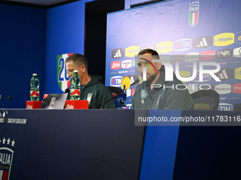 Gianluigi Donnarumma of Italy speaks to the media during an Italy press conference at BPER Training Centre in Appiano Gentile, Como, Italy,...