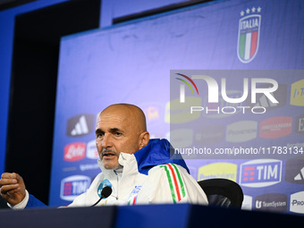 Head coach Luciano Spalletti of Italy speaks to the media during an Italy press conference at BPER Training Centre in Appiano Gentile, Como,...