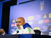 Head coach Luciano Spalletti of Italy speaks to the media during an Italy press conference at BPER Training Centre in Appiano Gentile, Como,...