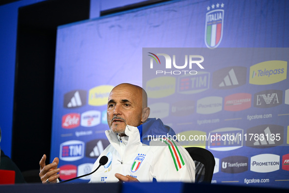 Head coach Luciano Spalletti of Italy speaks to the media during an Italy press conference at BPER Training Centre in Appiano Gentile, Como,...