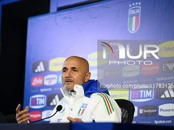 Head coach Luciano Spalletti of Italy speaks to the media during an Italy press conference at BPER Training Centre in Appiano Gentile, Como,...