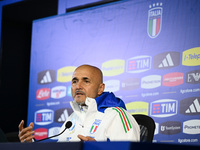 Head coach Luciano Spalletti of Italy speaks to the media during an Italy press conference at BPER Training Centre in Appiano Gentile, Como,...