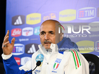 Head coach Luciano Spalletti of Italy speaks to the media during an Italy press conference at BPER Training Centre in Appiano Gentile, Como,...