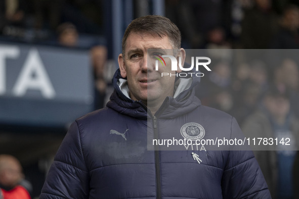 Stockport County F.C. manager Dave Challinor is present during the Sky Bet League 1 match between Stockport County and Wrexham at the Edgele...