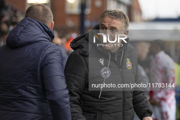 Wrexham A.F.C. manager Phil Parkinson is present during the Sky Bet League 1 match between Stockport County and Wrexham at the Edgeley Park...