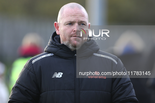 Buxton Manager John McGrath is present during the Isuzu FA Trophy Second round match between Darlington and Buxton at Blackwell Meadows in D...