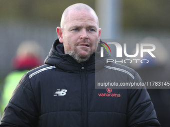 Buxton Manager John McGrath is present during the Isuzu FA Trophy Second round match between Darlington and Buxton at Blackwell Meadows in D...