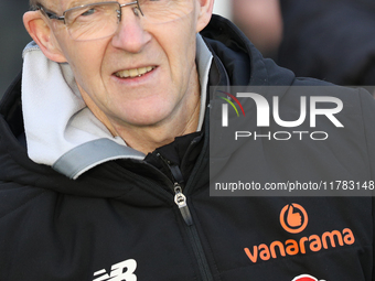 Darlington Assistant Manager Terry Mitchell is present during the Isuzu FA Trophy Second round match between Darlington and Buxton at Blackw...