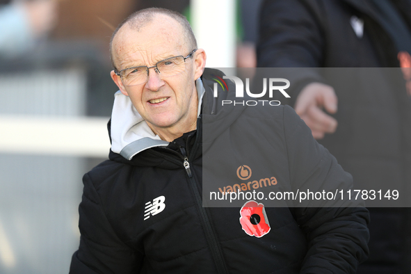 Darlington Assistant Manager Terry Mitchell is present during the Isuzu FA Trophy Second round match between Darlington and Buxton at Blackw...