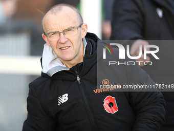 Darlington Assistant Manager Terry Mitchell is present during the Isuzu FA Trophy Second round match between Darlington and Buxton at Blackw...