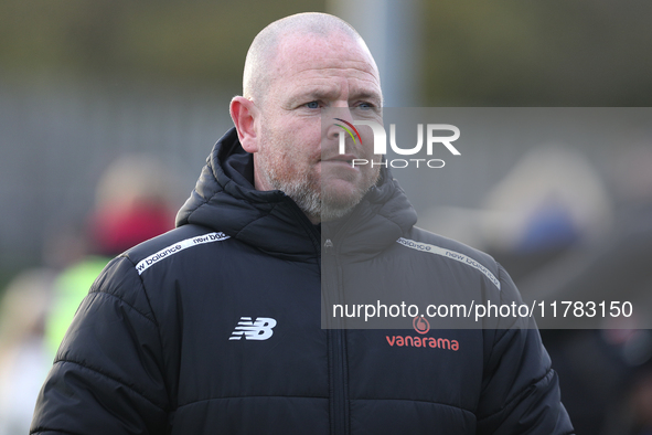 Buxton Manager John McGrath is present during the Isuzu FA Trophy Second round match between Darlington and Buxton at Blackwell Meadows in D...