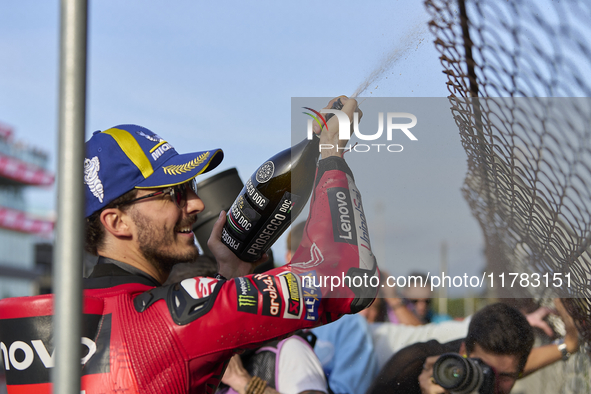 Francesco Pecco Bagnaia (1) of Italy and Ducati Lenovo Team during the sprint of the Motul Solidarity Grand Prix of Barcelona at Circuit de...