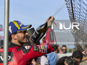 Francesco Pecco Bagnaia (1) of Italy and Ducati Lenovo Team during the sprint of the Motul Solidarity Grand Prix of Barcelona at Circuit de...