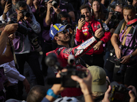 Francesco Pecco Bagnaia (1) of Italy and Ducati Lenovo Team during the sprint of the Motul Solidarity Grand Prix of Barcelona at Circuit de...