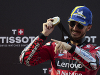 Francesco Pecco Bagnaia (1) of Italy and Ducati Lenovo Team during the sprint of the Motul Solidarity Grand Prix of Barcelona at Circuit de...