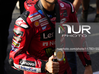 Francesco Pecco Bagnaia (1) of Italy and Ducati Lenovo Team during the sprint of the Motul Solidarity Grand Prix of Barcelona at Circuit de...