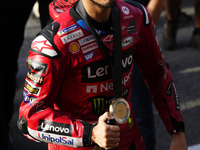 Francesco Pecco Bagnaia (1) of Italy and Ducati Lenovo Team during the sprint of the Motul Solidarity Grand Prix of Barcelona at Circuit de...