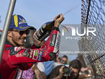 Francesco Pecco Bagnaia (1) of Italy and Ducati Lenovo Team during the sprint of the Motul Solidarity Grand Prix of Barcelona at Circuit de...