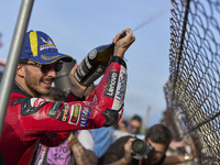 Francesco Pecco Bagnaia (1) of Italy and Ducati Lenovo Team during the sprint of the Motul Solidarity Grand Prix of Barcelona at Circuit de...