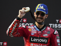 Francesco Pecco Bagnaia (1) of Italy and Ducati Lenovo Team during the sprint of the Motul Solidarity Grand Prix of Barcelona at Circuit de...