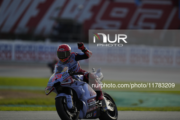 Marc Marquez (93) of Spain and Gresini Racing Moto GP Ducati during the sprint of the Motul Solidarity Grand Prix of Barcelona at Circuit de...