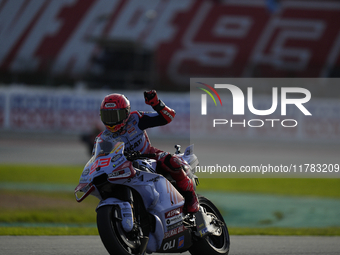 Marc Marquez (93) of Spain and Gresini Racing Moto GP Ducati during the sprint of the Motul Solidarity Grand Prix of Barcelona at Circuit de...