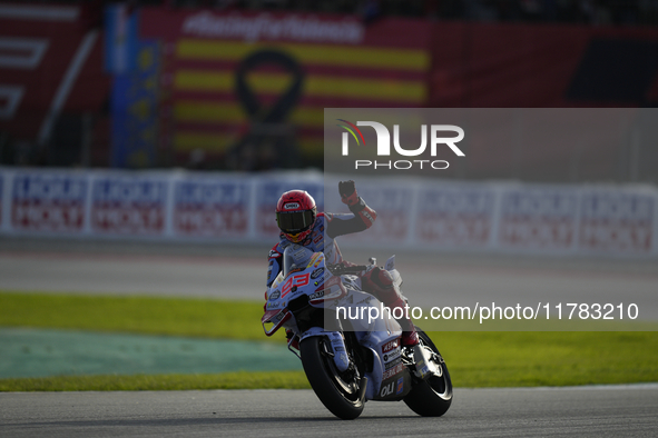 Marc Marquez (93) of Spain and Gresini Racing Moto GP Ducati during the sprint of the Motul Solidarity Grand Prix of Barcelona at Circuit de...