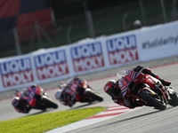 Francesco Pecco Bagnaia (1) of Italy and Ducati Lenovo Team during the sprint of the Motul Solidarity Grand Prix of Barcelona at Circuit de...