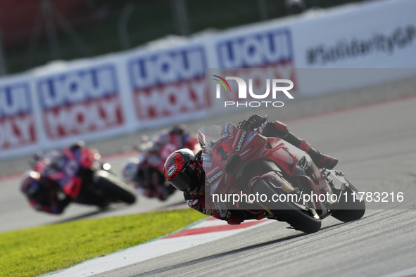 Francesco Pecco Bagnaia (1) of Italy and Ducati Lenovo Team during the sprint of the Motul Solidarity Grand Prix of Barcelona at Circuit de...