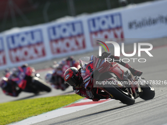 Francesco Pecco Bagnaia (1) of Italy and Ducati Lenovo Team during the sprint of the Motul Solidarity Grand Prix of Barcelona at Circuit de...