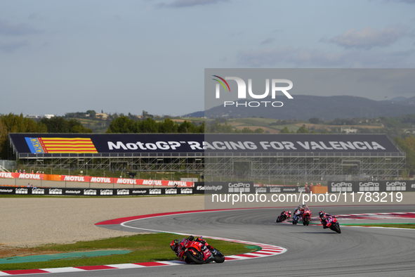 Francesco Pecco Bagnaia (1) of Italy and Ducati Lenovo Team during the sprint of the Motul Solidarity Grand Prix of Barcelona at Circuit de...