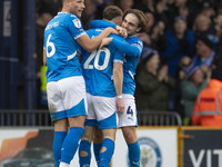 Louie Barry, number 20 of Stockport County F.C., celebrates his goal during the Sky Bet League 1 match between Stockport County and Wrexham...