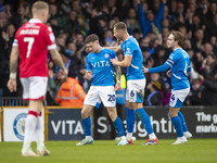 Louie Barry, number 20 of Stockport County F.C., celebrates his goal during the Sky Bet League 1 match between Stockport County and Wrexham...