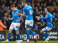 Louie Barry, number 20 of Stockport County F.C., celebrates his goal during the Sky Bet League 1 match between Stockport County and Wrexham...